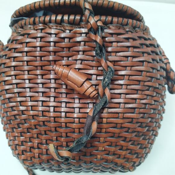 Ann Taylor Brown Woven Leather Saddle Crossbody Bag - Picture 16 of 16